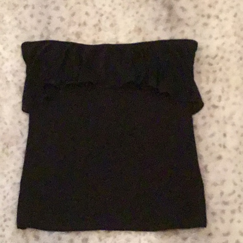 H&M Strapless Ruffled Black Top PINUP Size MEDIUM